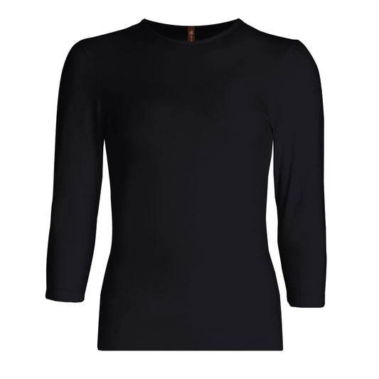 black crew neck 3/4 sleeve cotton crew neck t-shirt for girls