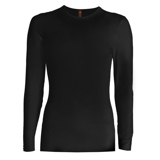 Esteez Long Sleeve - RELAXED FIT - Cotton Spandex Layering Shell / Top for GIRLS - BLACK