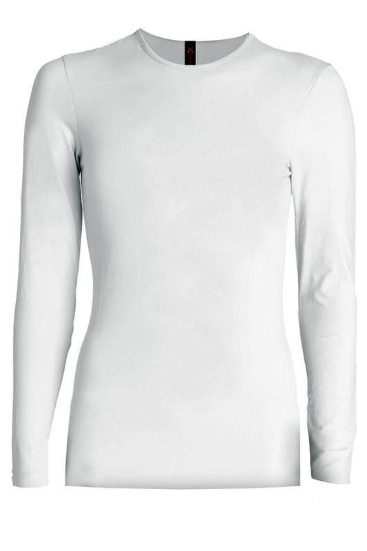 Esteez Long Sleeve - SNUG FIT - Cotton Spandex Layering Shell / Top for GIRLS - WHITE
